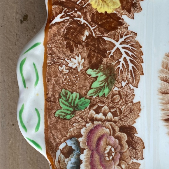 Set of 2 Enoch Woods English Scenery Brown Multicolor Bowl and Square Cake Plate - Picture 7 of 14